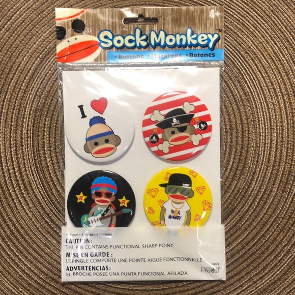 Sock Monkey Buttons - Picture 1 of 2
